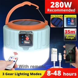 image-Waterproof Rechargeable Tent Lamp Solar LED Camping Light New Portable Lanterns Emergency Lights Market Lamp Energy Saving Bulb