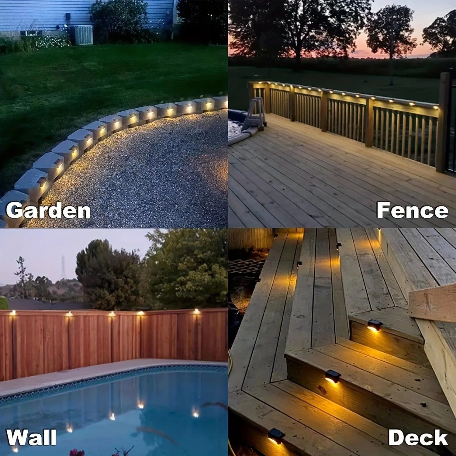 image-4pc Mini Solar Deck Lights Outdoor Waterproof Led Sun Power Fence Lamp for Yard Pathway Patio Garden Steps Railing Stairs