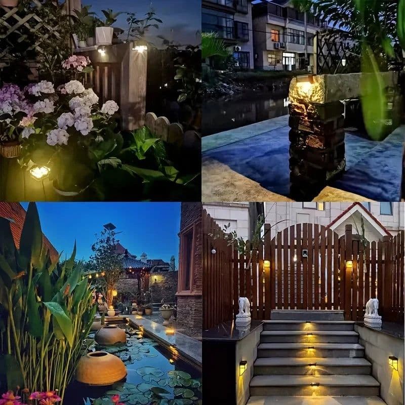 image-4pc Mini Solar Deck Lights Outdoor Waterproof Led Sun Power Fence Lamp for Yard Pathway Patio Garden Steps Railing Stairs