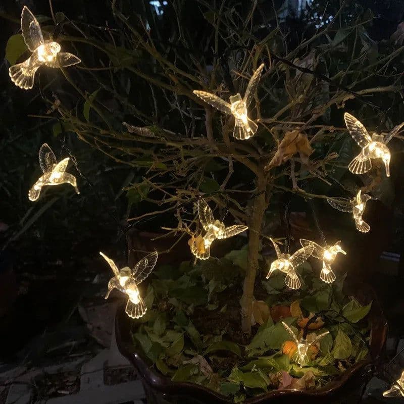 image-Solar Hummingbird String Lights Outdoor Fairy Lights with 8 Modes Waterproof Solar Powered for Patio Yard Christmas Decor 691