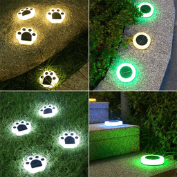 image-LED Solar Garden Light Outdoor Waterproof Garden Decoration Dog Cat Animal Paw Print Lights Path Lawn Lamp String Paths Light