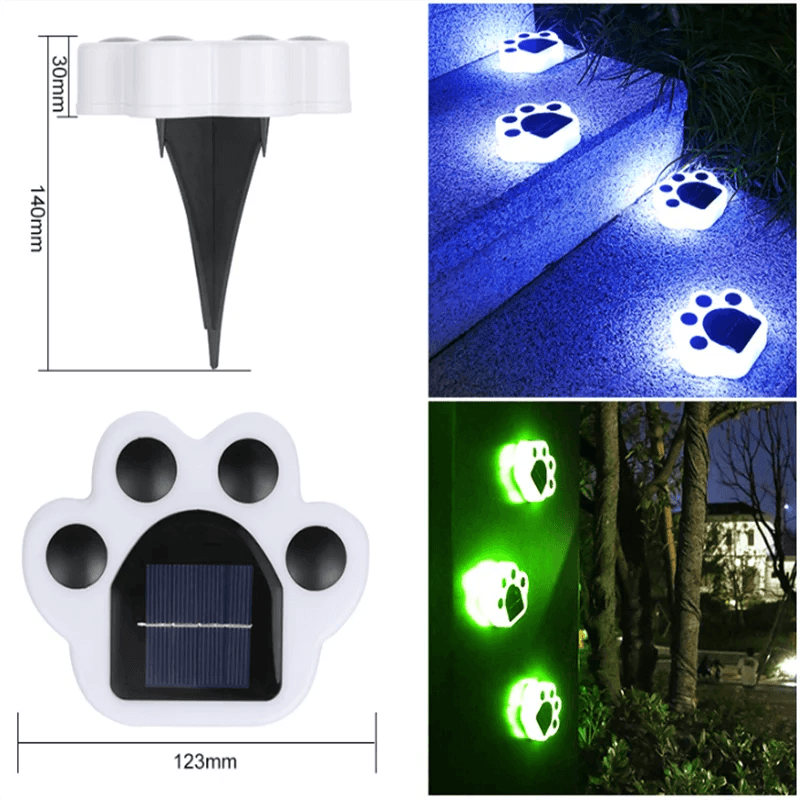 image-LED Solar Garden Light Outdoor Waterproof Garden Decoration Dog Cat Animal Paw Print Lights Path Lawn Lamp String Paths Light