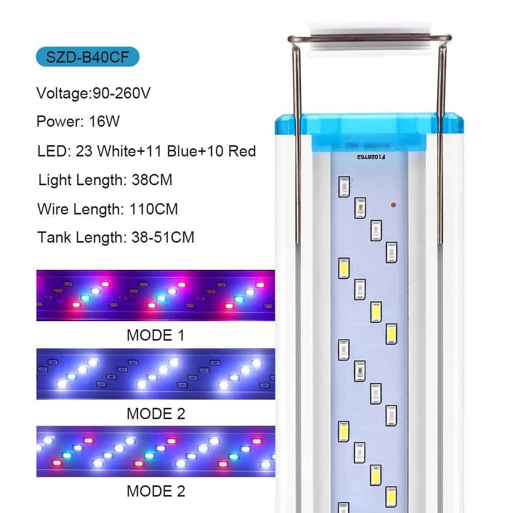 image-LED Aquarium Lighting Aquatic Plant Light 18-58CM Extensible Waterproof Clip for Fish Tank Color Lights