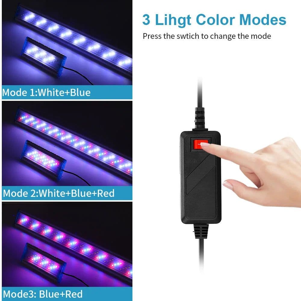 image-LED Aquarium Lighting Aquatic Plant Light 18-58CM Extensible Waterproof Clip for Fish Tank Color Lights