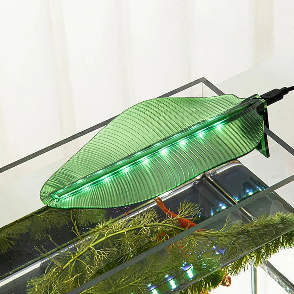 image-USB Aquarium Clip On Lighting Banana Leaf LED Decorative Lights for Fish Aquatic Pet Supplies Fish Tank Ecological Clip Lamp