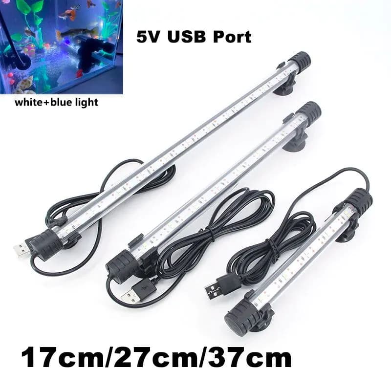 image-17/27/37cm USB 5v Submersible blue white LED Aquarium bule Light Fish plant grow light underwater for Tank Lighting Bar lamp B4