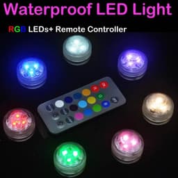 image-Practical LED Remote Control Color Change Waterproof Round Aquarium Light Battery Power Supply Submersible Fish Tank Lamp