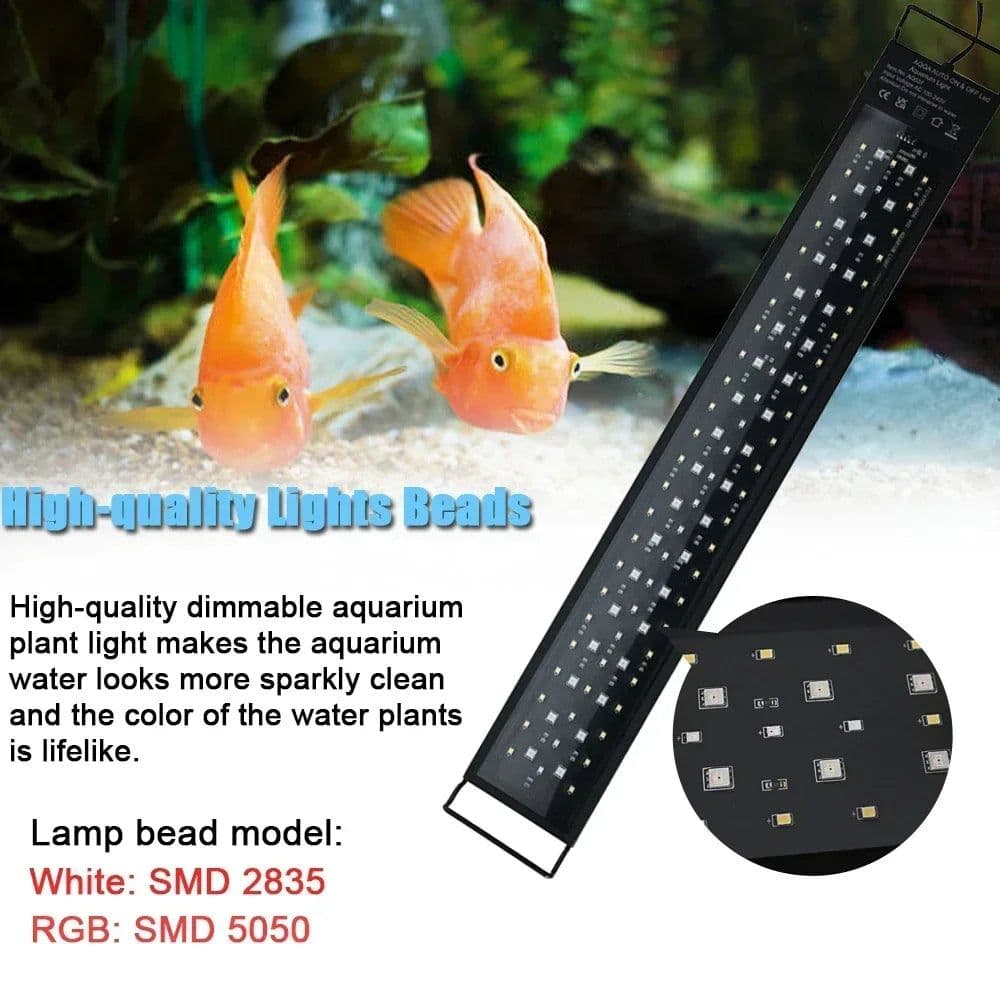 image-120cm Aquarium LED Light with Full Spectrum Dimmer Plant Growth Fish Tank Decoration 24/7 DIY Auto On Off 7 Colors Freshwater