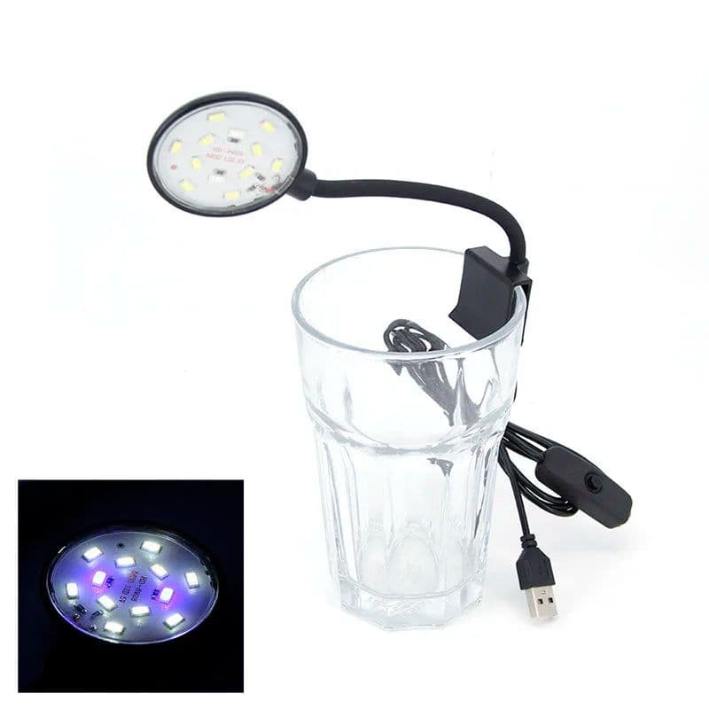 image-5W 5V USB wire Plug Fish Tanks Clip-on Light Clamp Aquarium Lights LED lamp Beads White bule Lights 360-Degree Rotations R23