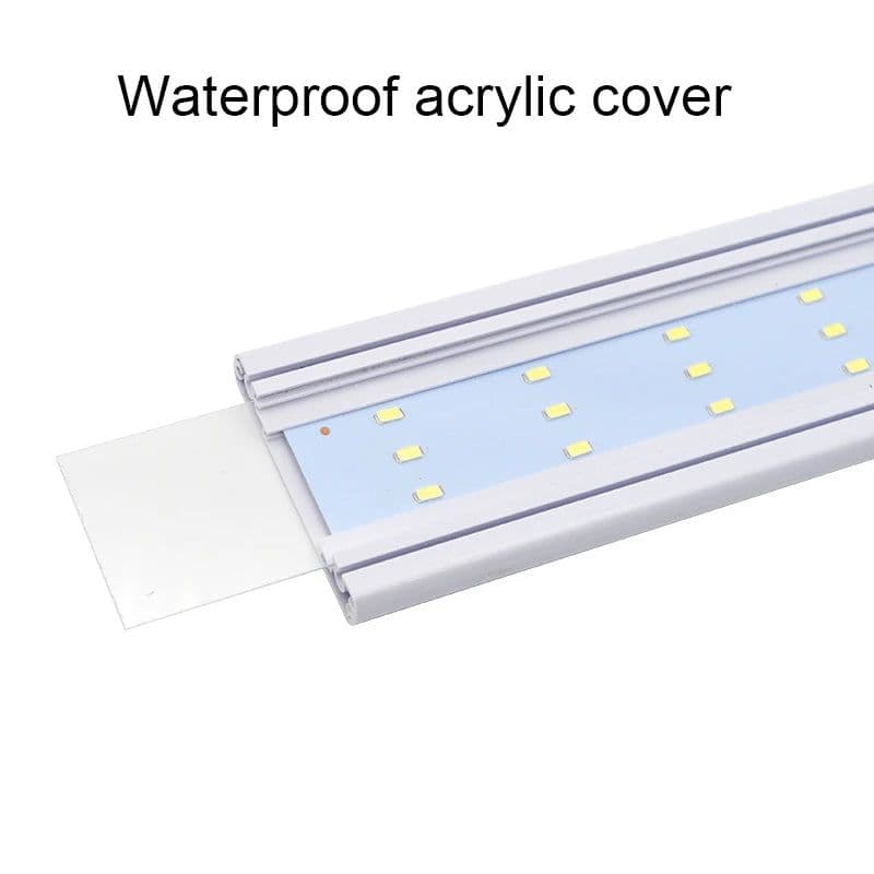 image-Aquarium LED Light Super Slim Fish Tank Aquatic Plant Grow Lighting Waterproof Bright Clip Lamp Blue LED 18-72cm for Plants 220v