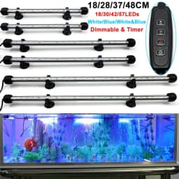 image-Submersible LED Aquarium Light Fish Tank Light with Timer Auto On/Off White & Blue Stick for Fish Tank 3 Light Mode Dimmable D30