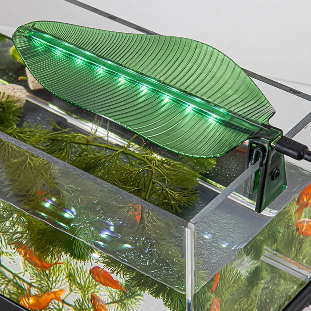 image-Aquarium Clip On Lighting Banana Leaf Ecological Light Mini Fish Tank Clip Lamp Highlight LED Aquarium Portable Decor Lamps