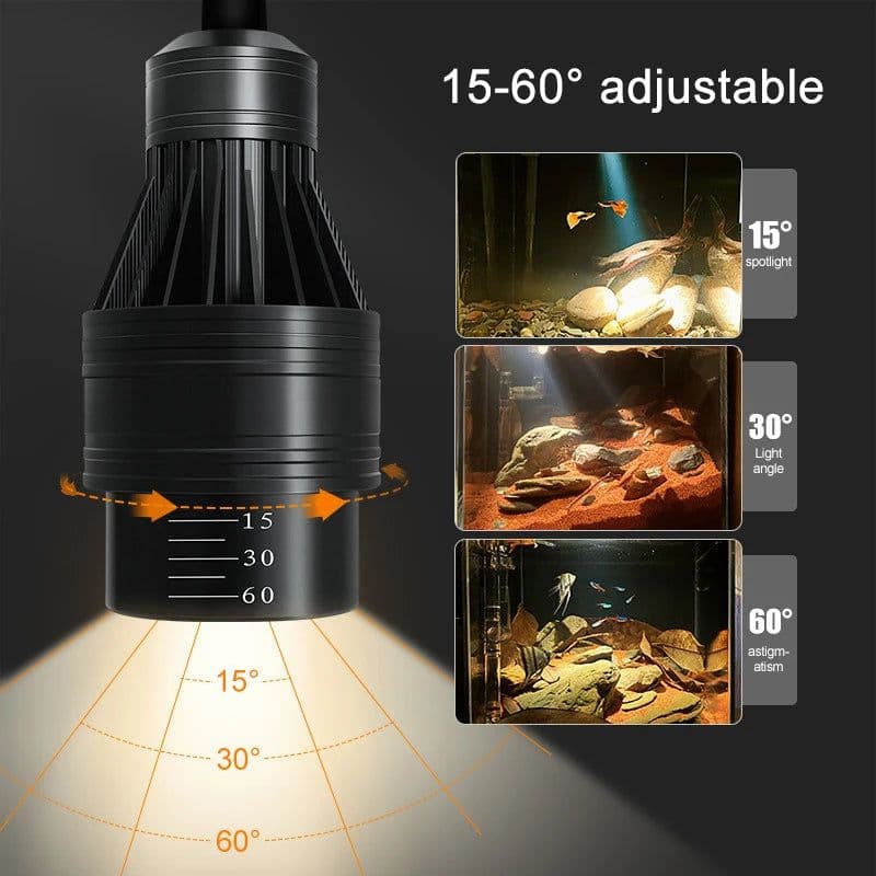 image-Aquarium Led Light Fish Tank Decoration Adjustable Focus Spotlight Plants Grow Lamp Turtle Reptiles Accessories 5w 7w 9w 12w 15w