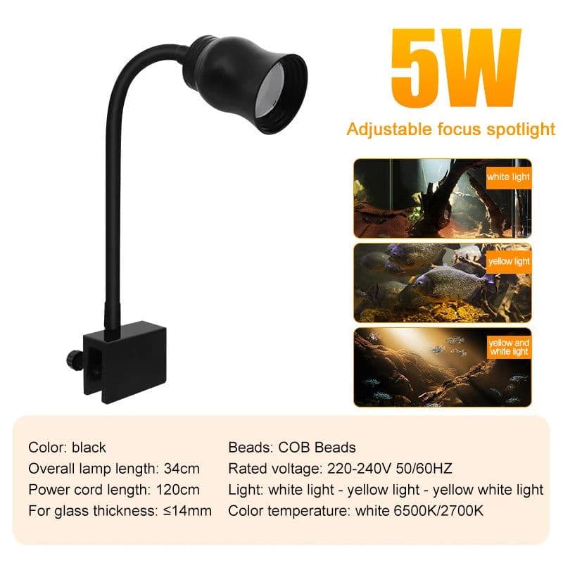 image-Aquarium Led Light Fish Tank Decoration Adjustable Focus Spotlight Plants Grow Lamp Turtle Reptiles Accessories 5w 7w 9w 12w 15w