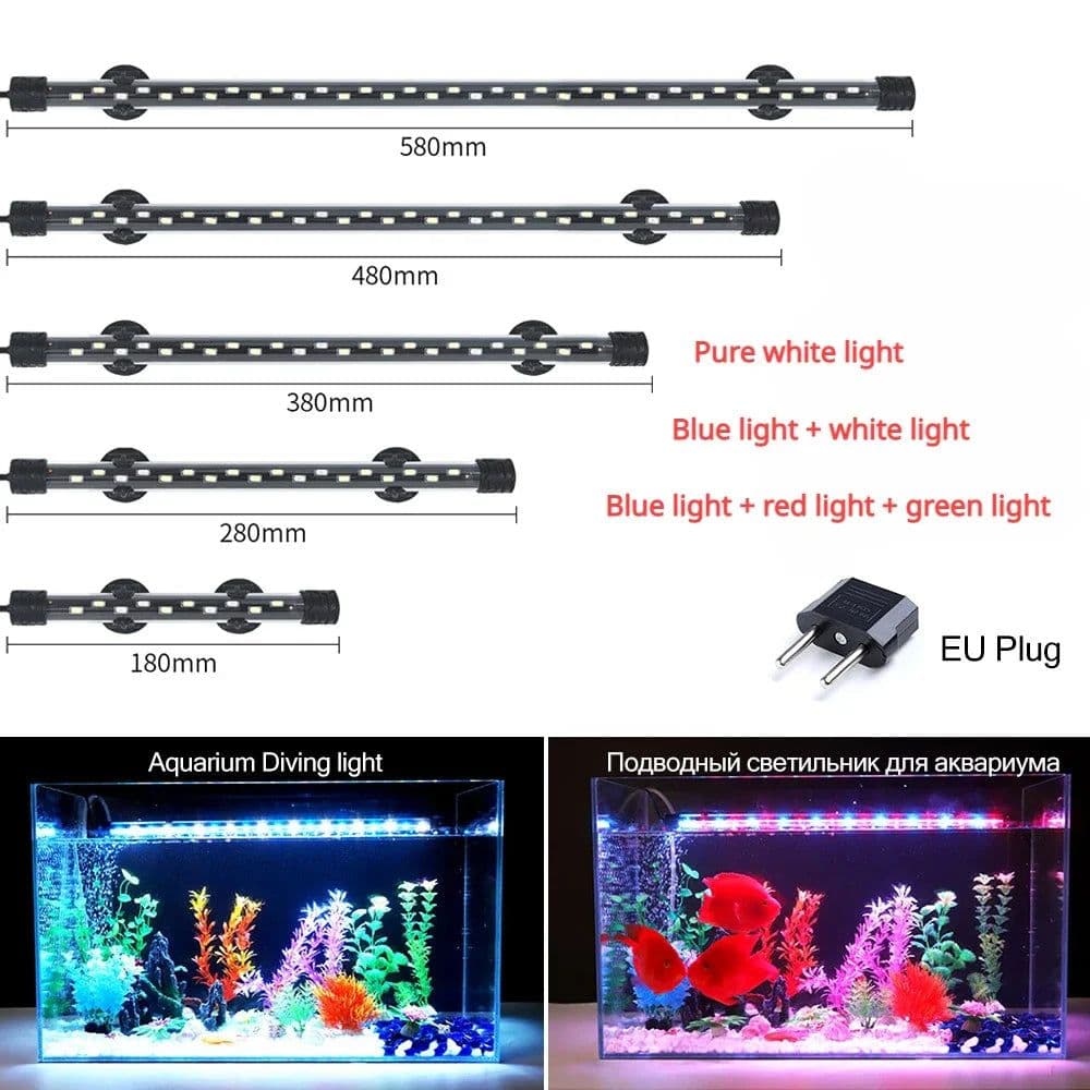 image-90-260V Aquarium Light LED Plant Grow Lamp Waterproof Fish Tank Light 18-58CM Viewing Lighting Scenery Aquarium Accessories