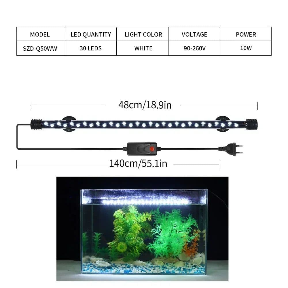 image-90-260V Aquarium Light LED Plant Grow Lamp Waterproof Fish Tank Light 18-58CM Viewing Lighting Scenery Aquarium Accessories