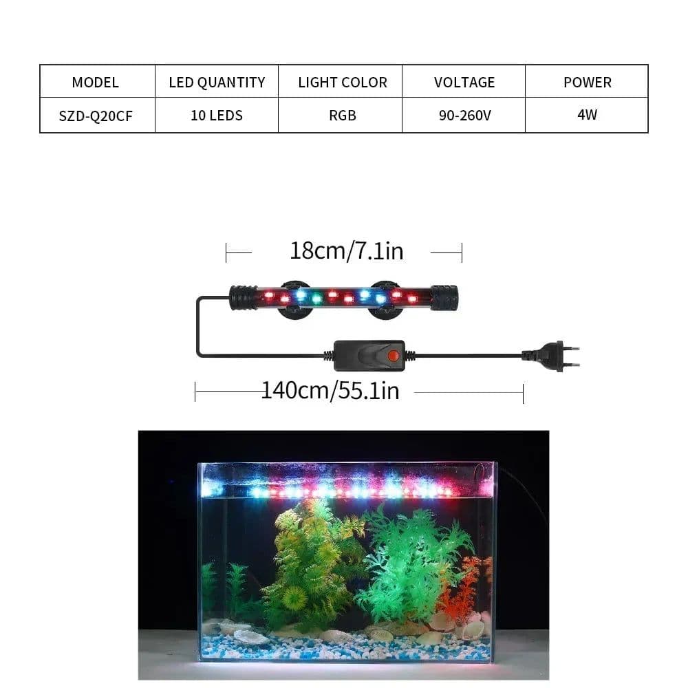 image-90-260V Aquarium Light LED Plant Grow Lamp Waterproof Fish Tank Light 18-58CM Viewing Lighting Scenery Aquarium Accessories