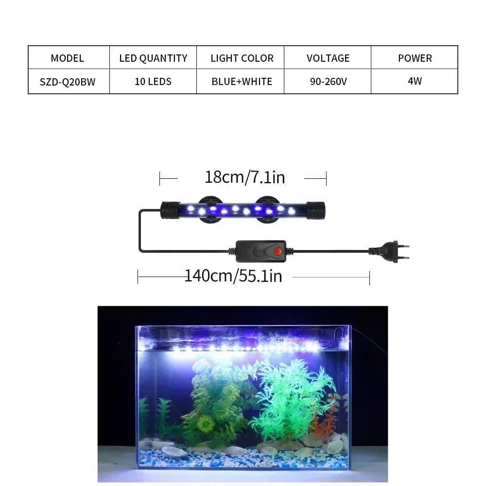 image-90-260V Aquarium Light LED Plant Grow Lamp Waterproof Fish Tank Light 18-58CM Viewing Lighting Scenery Aquarium Accessories