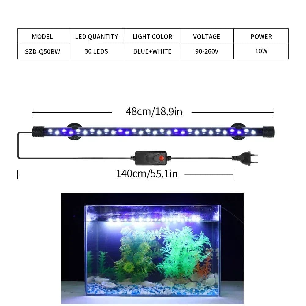 image-90-260V Aquarium Light LED Plant Grow Lamp Waterproof Fish Tank Light 18-58CM Viewing Lighting Scenery Aquarium Accessories
