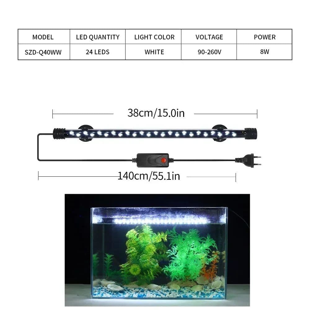 image-90-260V Aquarium Light LED Plant Grow Lamp Waterproof Fish Tank Light 18-58CM Viewing Lighting Scenery Aquarium Accessories