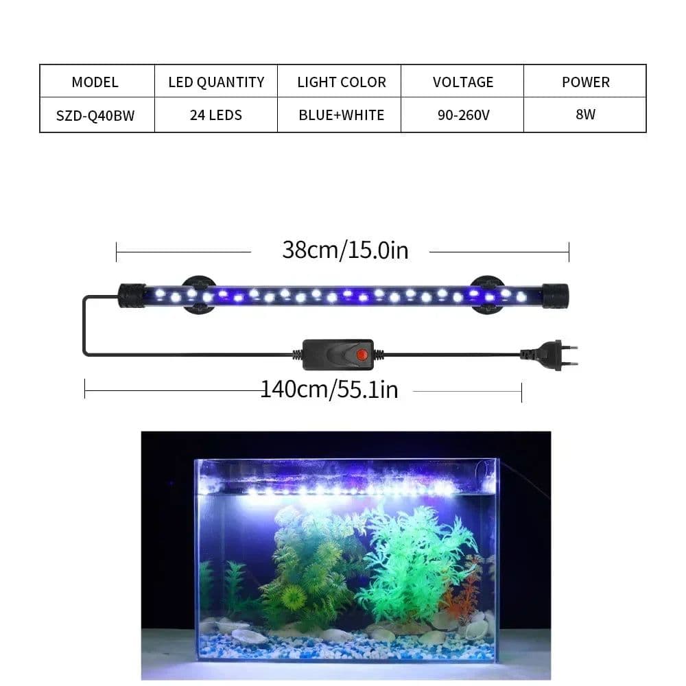 image-90-260V Aquarium Light LED Plant Grow Lamp Waterproof Fish Tank Light 18-58CM Viewing Lighting Scenery Aquarium Accessories