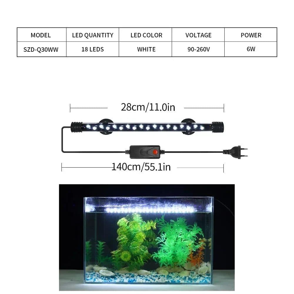 image-90-260V Aquarium Light LED Plant Grow Lamp Waterproof Fish Tank Light 18-58CM Viewing Lighting Scenery Aquarium Accessories