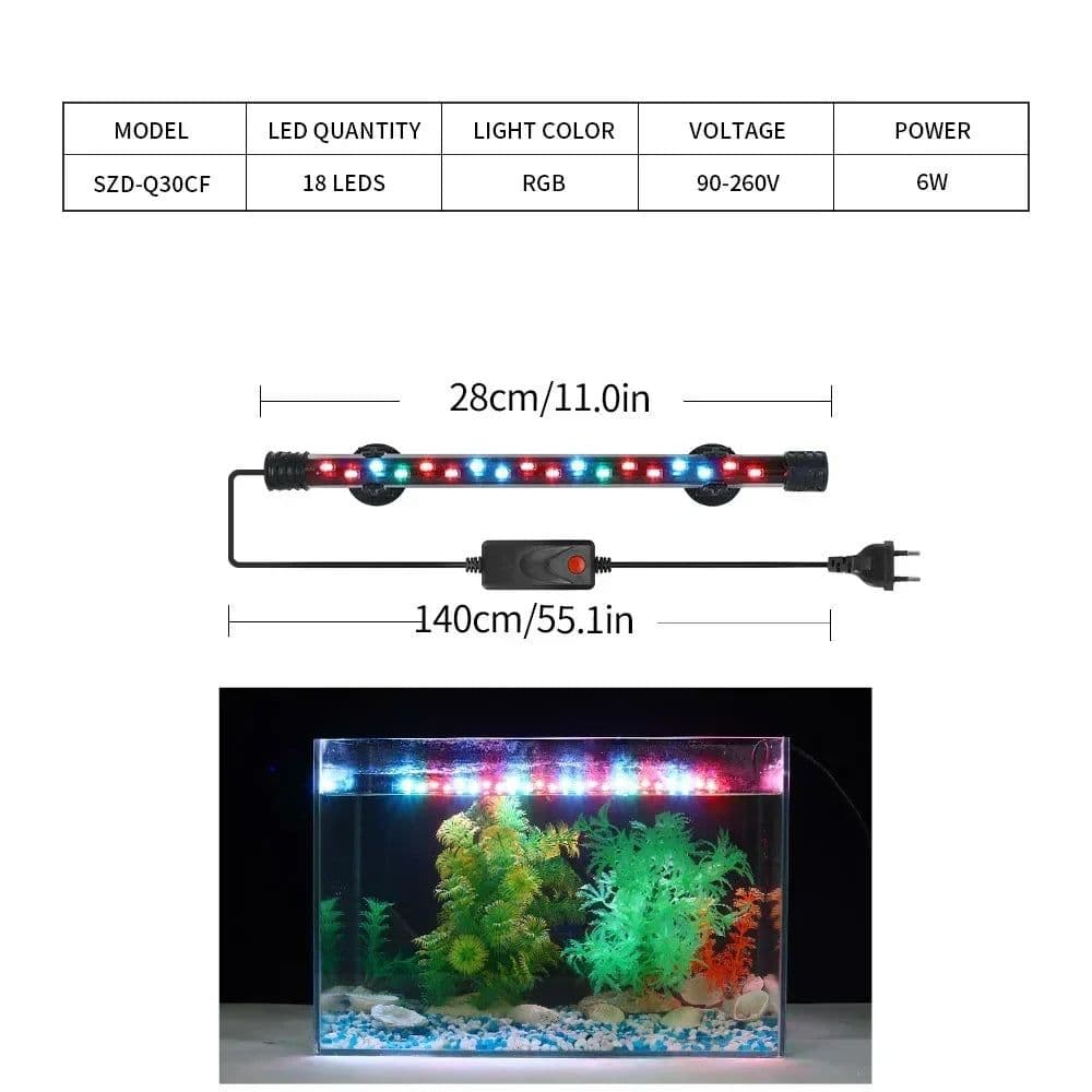 image-90-260V Aquarium Light LED Plant Grow Lamp Waterproof Fish Tank Light 18-58CM Viewing Lighting Scenery Aquarium Accessories