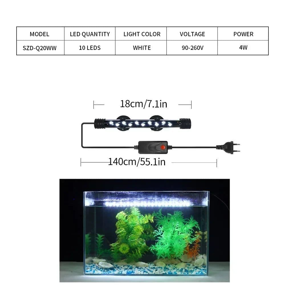image-90-260V Aquarium Light LED Plant Grow Lamp Waterproof Fish Tank Light 18-58CM Viewing Lighting Scenery Aquarium Accessories