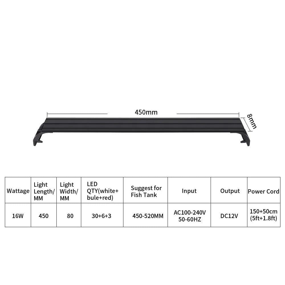 image-Aquarium 3 Color Adjust Light Timing Clip Aquatic Plants Lighting Waterproof 100~240V Fish Tanks 20-63CM