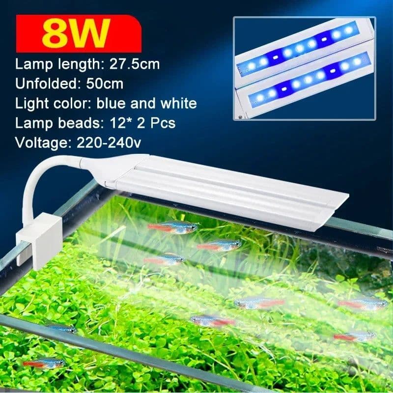 image-Timeable Fish Tank LED Double Clip Lamps Full Spectrum Water Grass Enhancement Growth Lamping Aquarium Lighting Clip Lights