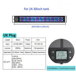 image-New Mould 60/75/90/120cm Fish Tank aquaculture Aquarium LED Light Programmable LED Aquarium light With Bracket with timer