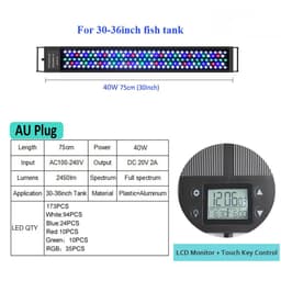 image-New Mould 60/75/90/120cm Fish Tank aquaculture Aquarium LED Light Programmable LED Aquarium light With Bracket with timer
