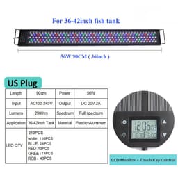 image-New Mould 60/75/90/120cm Fish Tank aquaculture Aquarium LED Light Programmable LED Aquarium light With Bracket with timer