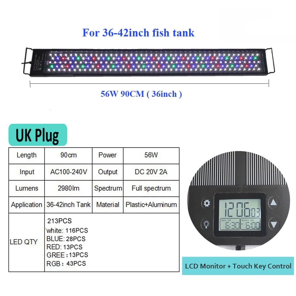 image-New Mould 60/75/90/120cm Fish Tank aquaculture Aquarium LED Light Programmable LED Aquarium light With Bracket with timer