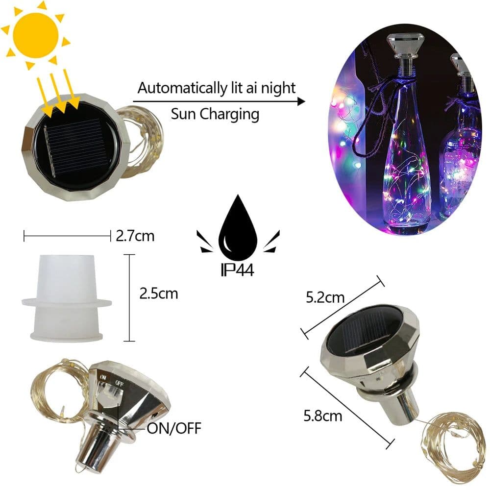 image-Updated Solar Wine Bottle Lights 2M 20 LED Copper Wire Fairy Garland String Lights for Xmas Wedding Party Decor 4/8/10 Pack