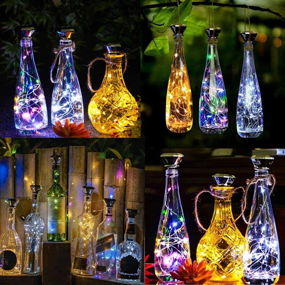 image-Updated Solar Wine Bottle Lights 2M 20 LED Copper Wire Fairy Garland String Lights for Xmas Wedding Party Decor 4/8/10 Pack