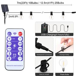 image-G40 String Lights Solar Festoon LED Patio Lamps Solar String Outdoor For Camping Garden Party Wedding Terrace Decoration
