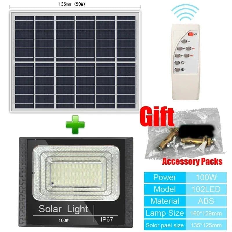 image-50-400W Solar Flood Lights Remote control Solar Powered Spotlight Outdoor Waterproof IP67 Villa Street Lighting Adjustable angle