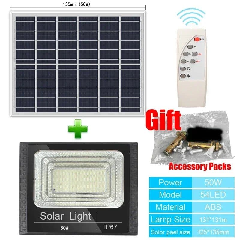 image-50-400W Solar Flood Lights Remote control Solar Powered Spotlight Outdoor Waterproof IP67 Villa Street Lighting Adjustable angle