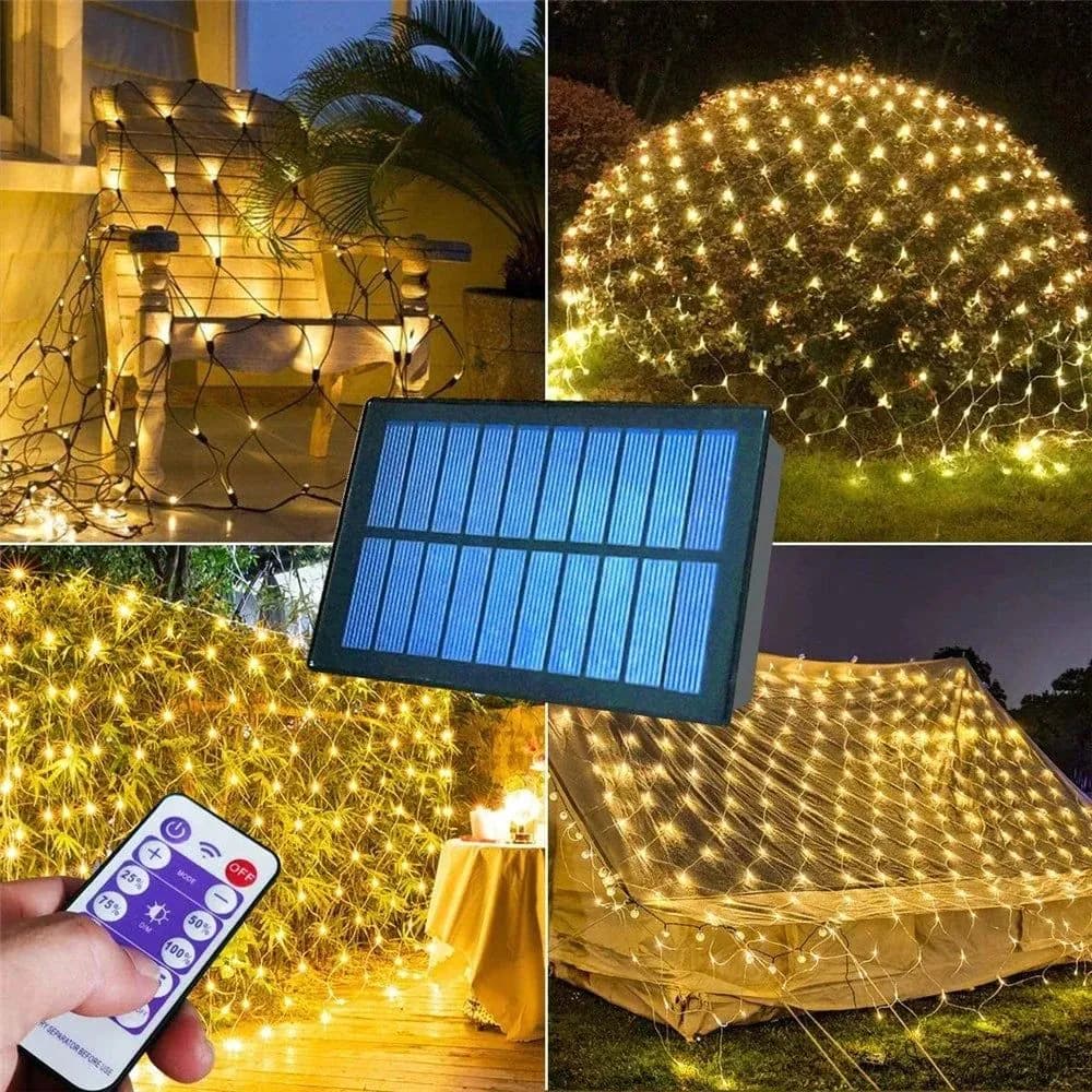 image-Solar LED Net String Lights 96-200 LEDs Christmas Decor