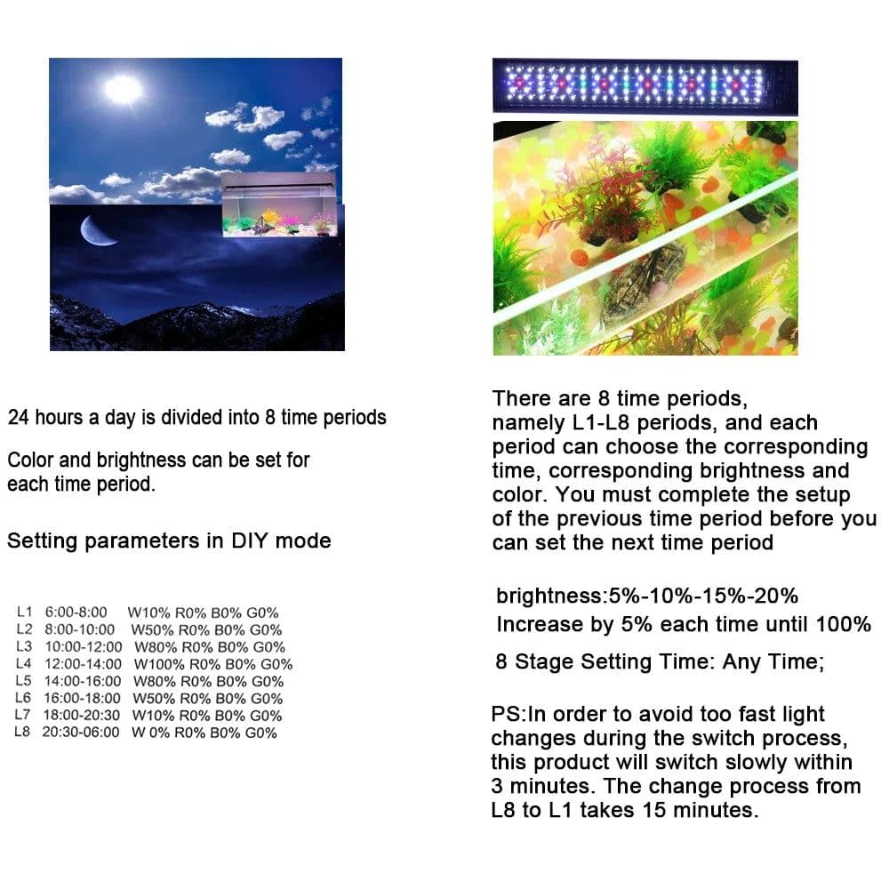 image-Fish Tank 24/7 Full Spectrum Lighting LED Light Aquarium Decoration Aquatic Plant Growth Lamp Waterproof 100V-240V 30-60cm