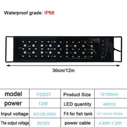 image-Fish Tank 24/7 Full Spectrum Lighting LED Light Aquarium Decoration Aquatic Plant Growth Lamp Waterproof 100V-240V 30-60cm