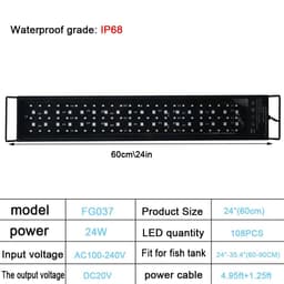 image-Fish Tank 24/7 Full Spectrum Lighting LED Light Aquarium Decoration Aquatic Plant Growth Lamp Waterproof 100V-240V 30-60cm