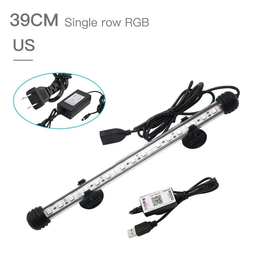 image-Zhongji 19CM-59CM Aquarium LED Lighting Bluetooth APP Remote Control RGB Waterproof Fish Tank Lights Lamp For Aquarium Plants