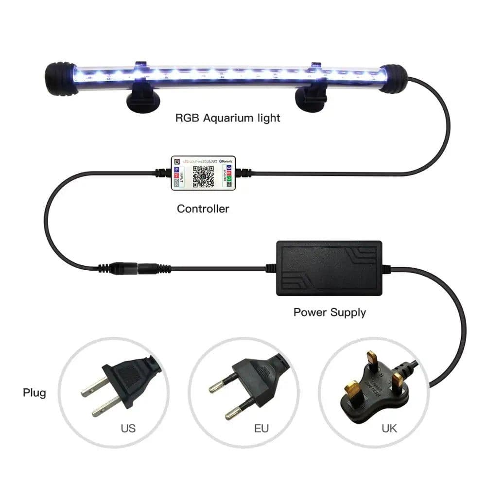 image-Zhongji 19CM-59CM Aquarium LED Lighting Bluetooth APP Remote Control RGB Waterproof Fish Tank Lights Lamp For Aquarium Plants