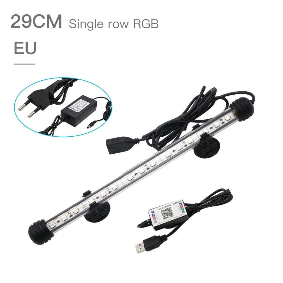 image-Zhongji 19CM-59CM Aquarium LED Lighting Bluetooth APP Remote Control RGB Waterproof Fish Tank Lights Lamp For Aquarium Plants