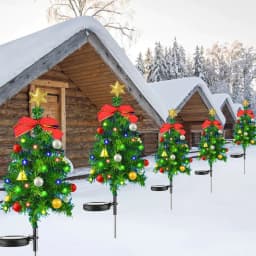 image-Solar Christmas Tree Decor Lights Outdoors Waterproof LED Lawn Garden Patio Porch Landscape Lamps Christmas Party Gifts
