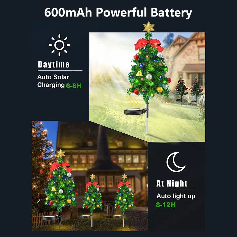 image-Solar Christmas Tree Decor Lights Outdoors Waterproof LED Lawn Garden Patio Porch Landscape Lamps Christmas Party Gifts