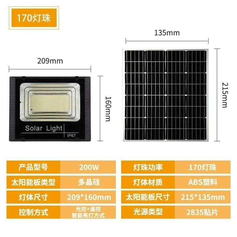 image-50w 100w 200w 300w 500w Solar Flood Lights LED Solar Powered Spotlight Outdoor Waterproof Reflector Solar with Remote Control