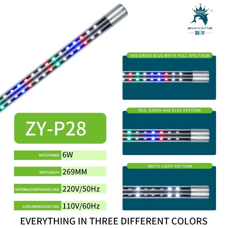 image-220V 17-53CM fish tank wide angle LED double row lighting tri-color variable aquarium diving lights color enhancement lights
